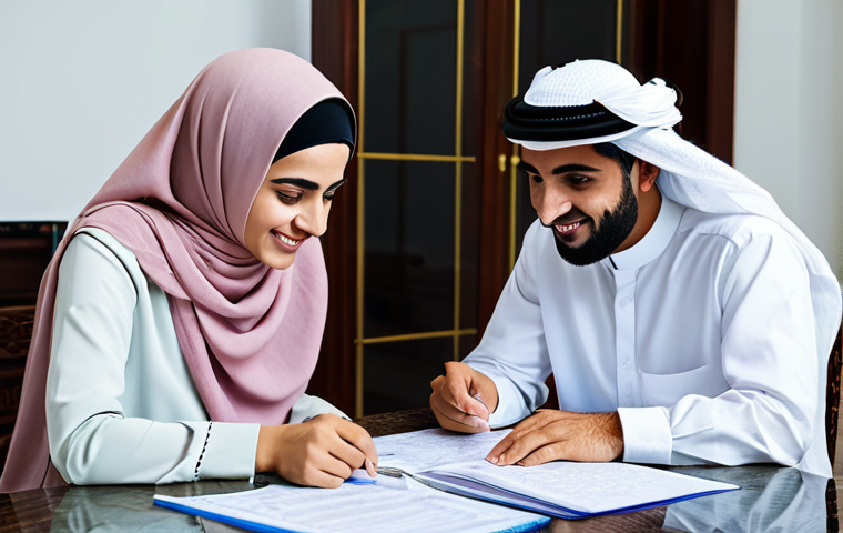 **
"A modern Arabic family planning their finances together at a table, looking at a budget spreadsheet and discussing their values, such as education and health. The scene takes place in a bright, welcoming home with traditional Arabic decor. Fully clothed, modest clothing, appropriate attire, safe for work, perfect anatomy, natural proportions, family-friendly, high quality."
**