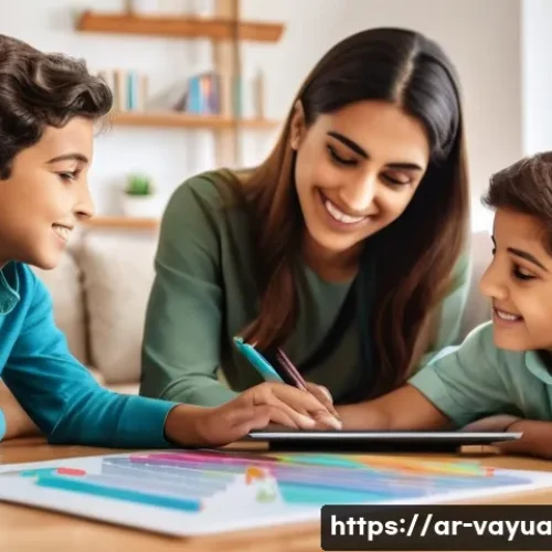 가치 기반 재정계획의 성공적인 실행을 위한 자원 - **Prompt: "A serene and brightly lit living room in a modern Arab home. An Arab family consisting of...