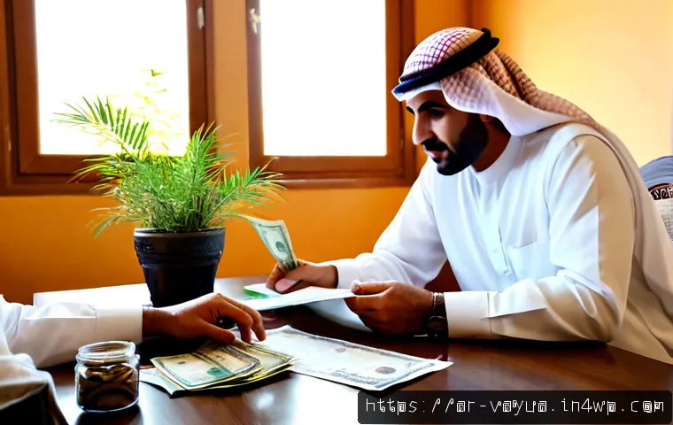 가치 기반 재정계획의 경제적 효과 - Photorealistic Saudi Arabian family financial planning scene, modestly dressed middle-aged Arab coup...